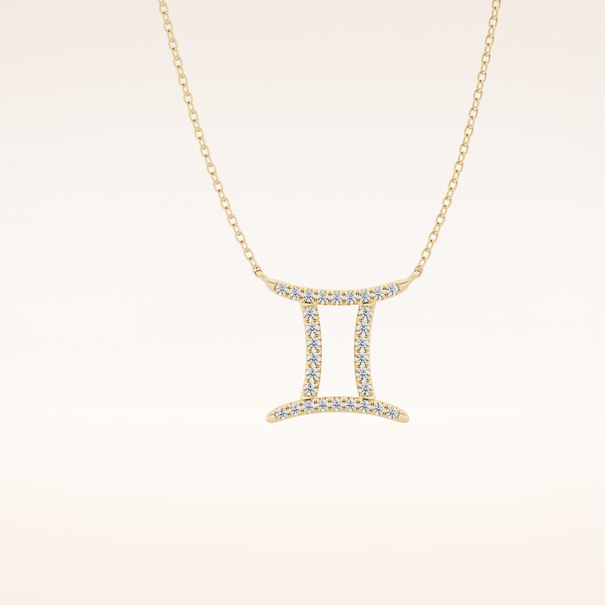 0.13 TCW Round Cut Moissanite Gemini Zodiac Sign Necklace