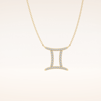0.13 TCW Round Cut Moissanite Gemini Zodiac Sign Necklace