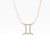 0.13 TCW Round Lab Grown Diamond Gemini Zodiac Sign Necklace