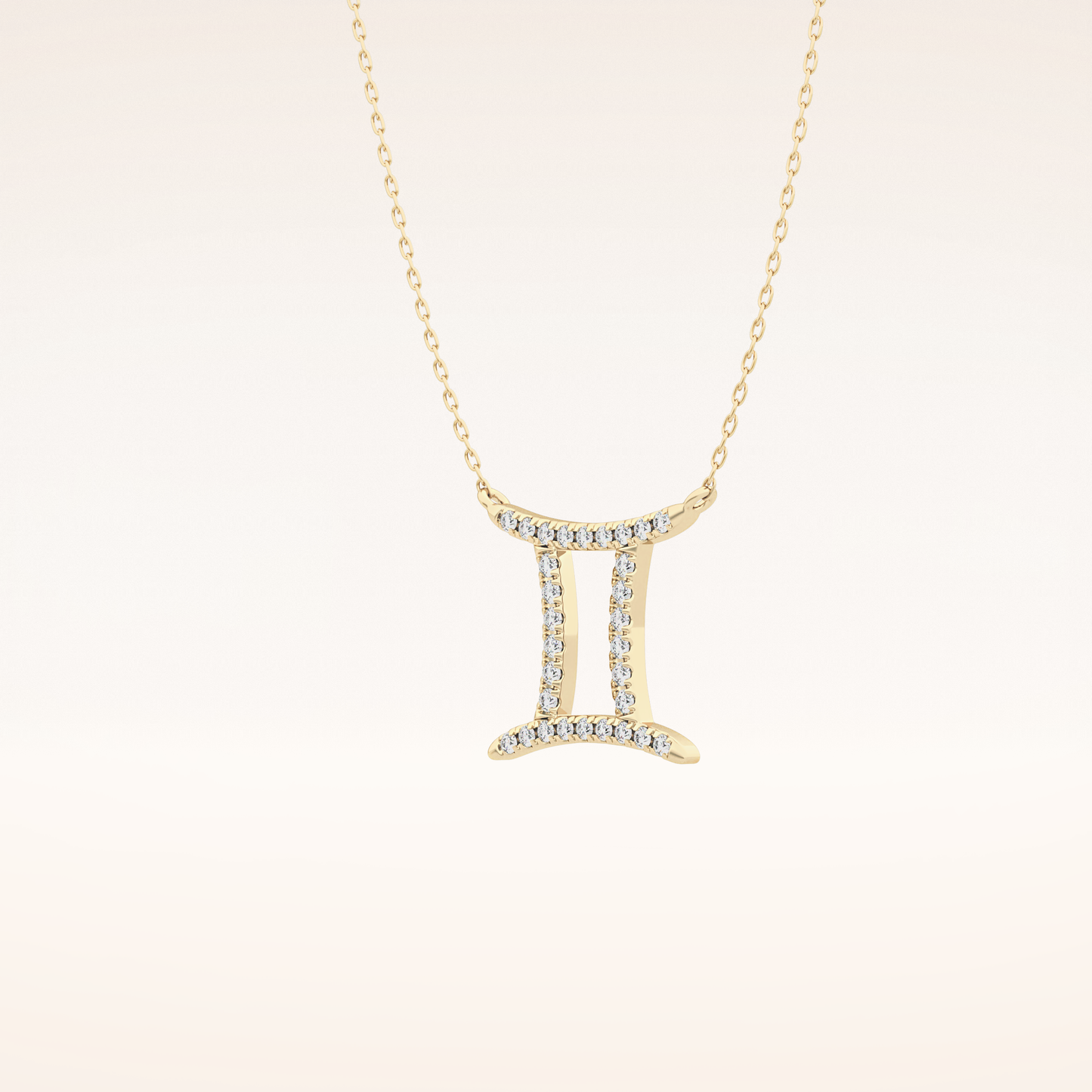 0.13 TCW Round Cut Moissanite Gemini Zodiac Sign Necklace