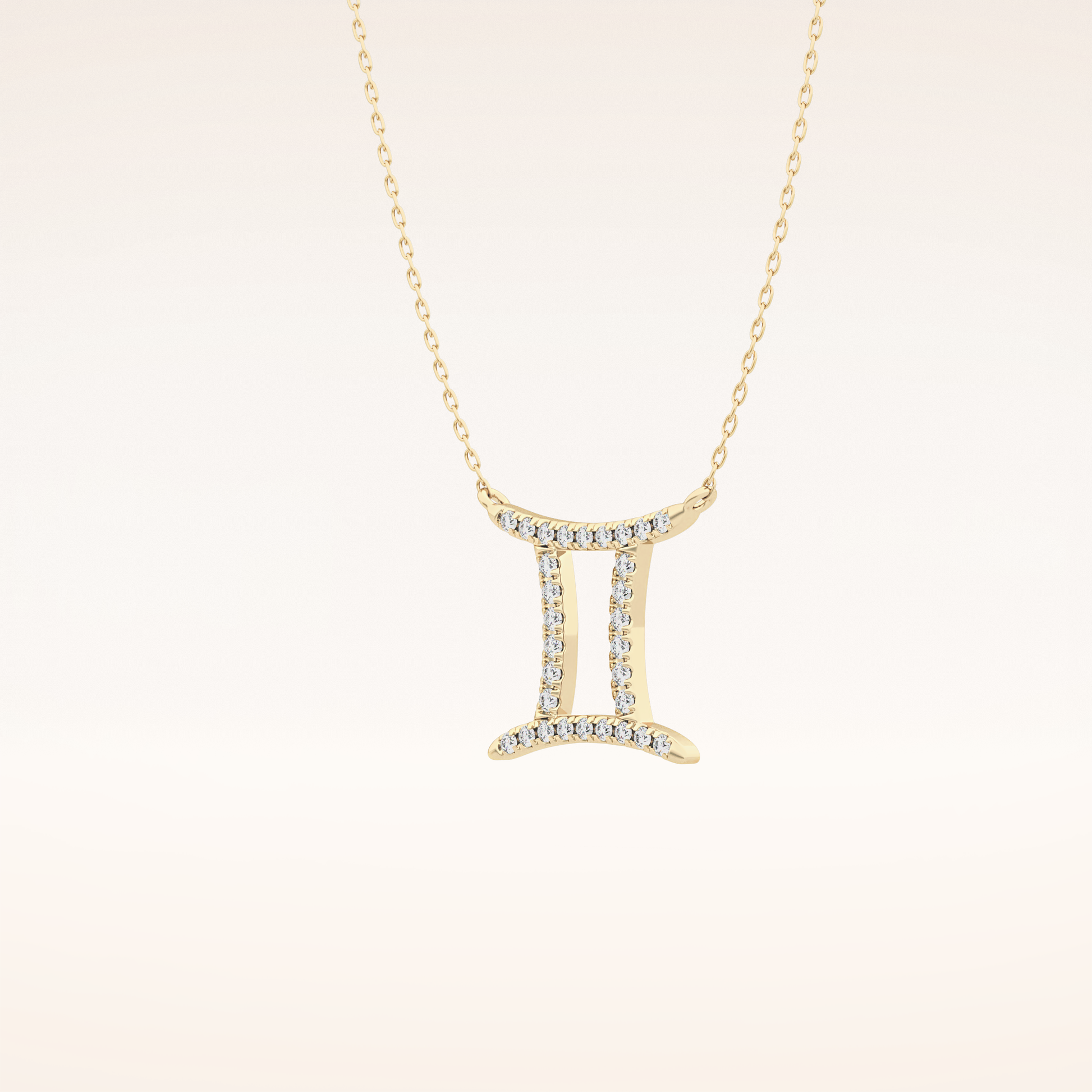 0.13 TCW Round Cut Moissanite Gemini Zodiac Sign Necklace