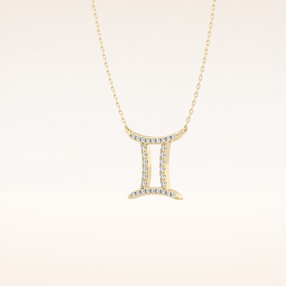 0.13 TCW Round Cut Moissanite Gemini Zodiac Sign Necklace