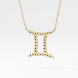 0.13 TCW Round Lab Grown Diamond Gemini Zodiac Sign Necklace