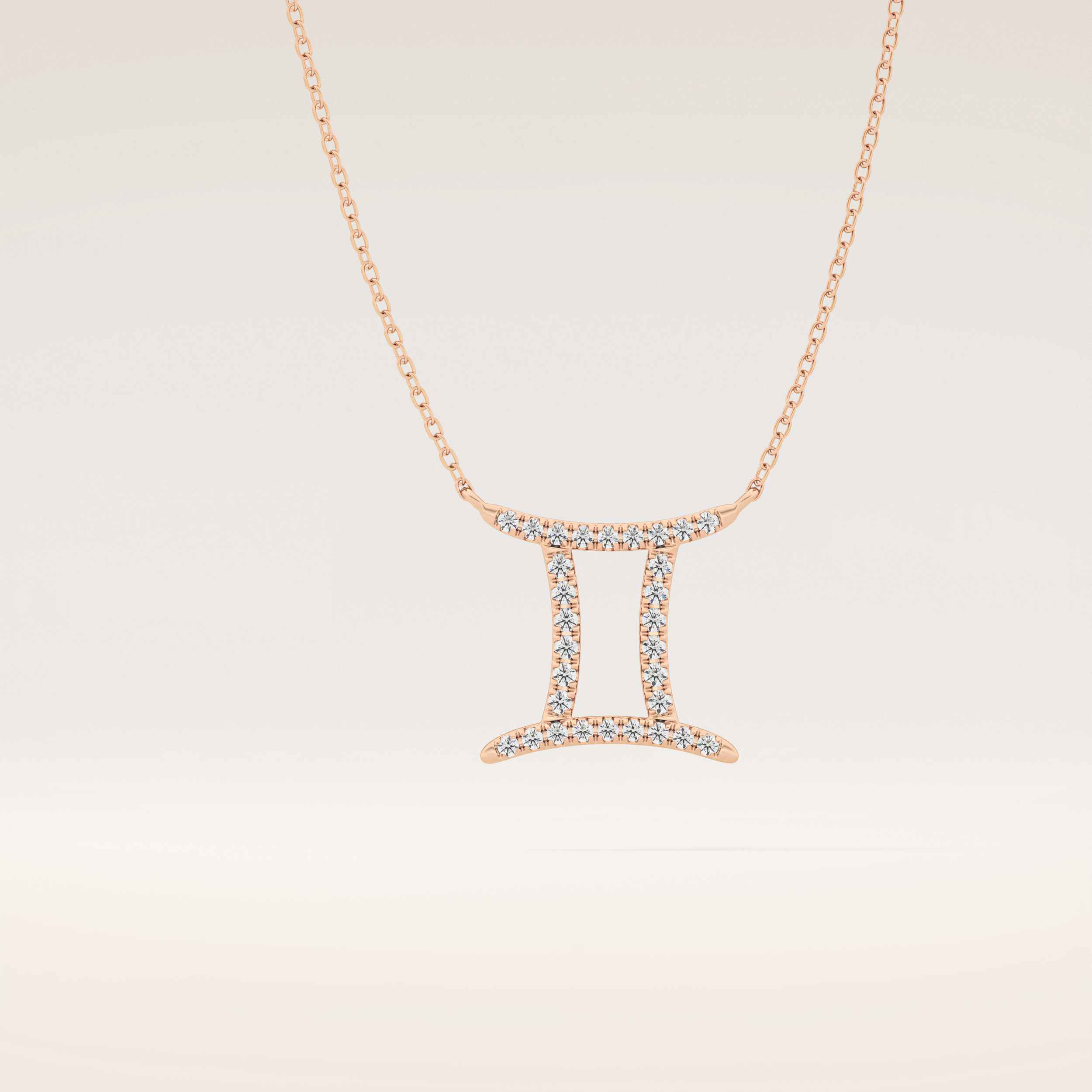 0.13 TCW Round Cut Moissanite Gemini Zodiac Sign Necklace