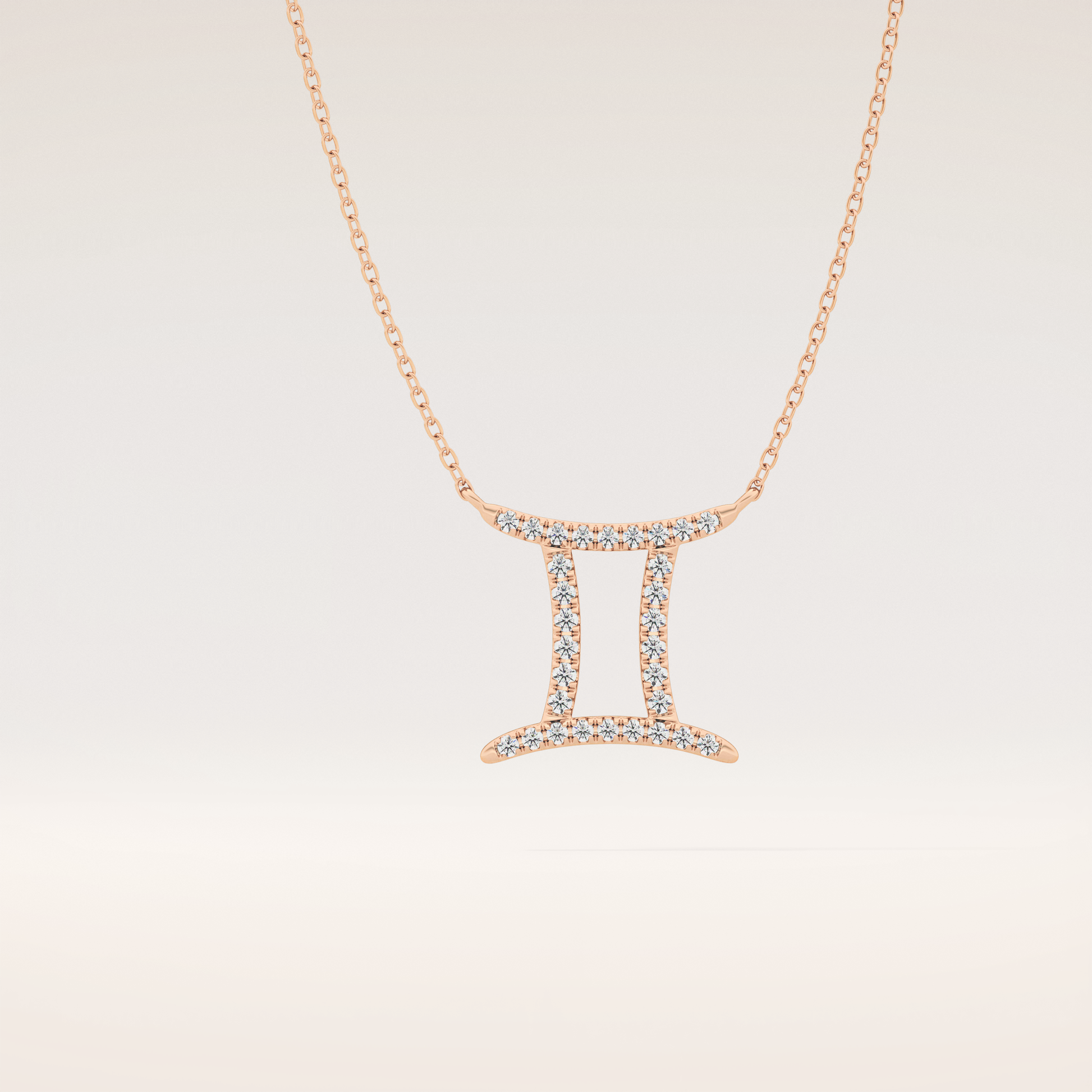 0.13 TCW Round Cut Moissanite Gemini Zodiac Sign Necklace