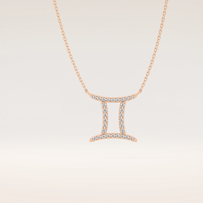 0.13 TCW Round Cut Moissanite Gemini Zodiac Sign Necklace