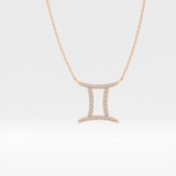 0.13 TCW Round Lab Grown Diamond Gemini Zodiac Sign Necklace