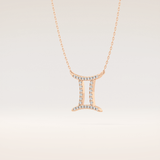 0.13 TCW Round Cut Moissanite Gemini Zodiac Sign Necklace