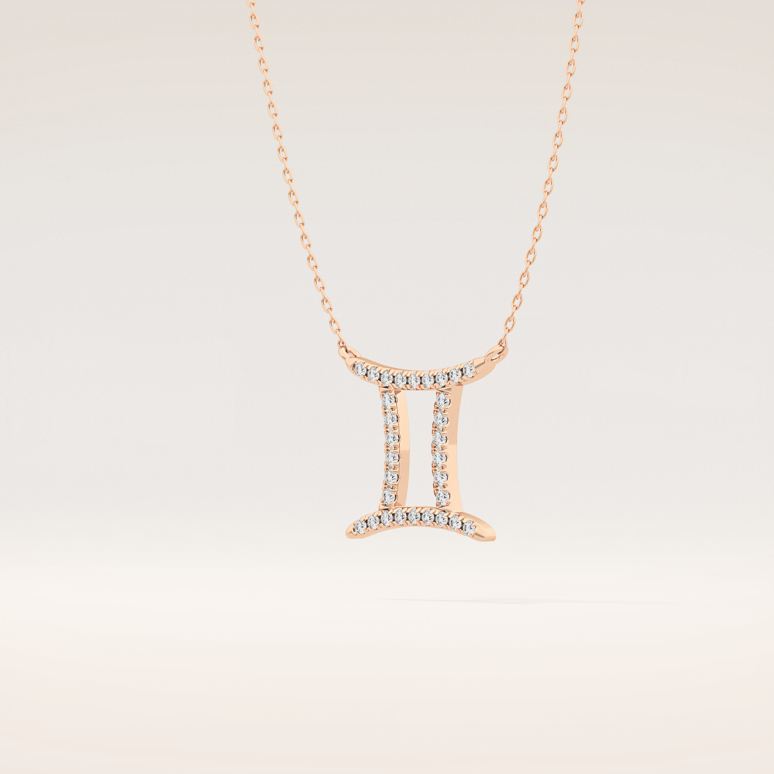 0.13 TCW Round Cut Moissanite Gemini Zodiac Sign Necklace