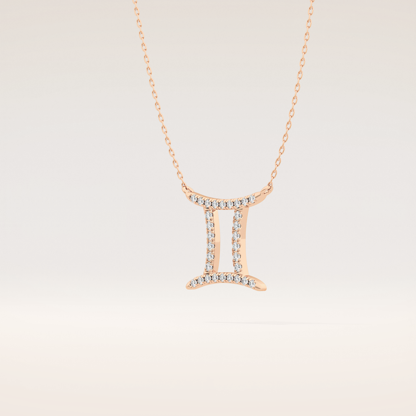 0.13 TCW Round Cut Moissanite Gemini Zodiac Sign Necklace