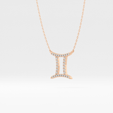 0.13 TCW Round Lab Grown Diamond Gemini Zodiac Sign Necklace