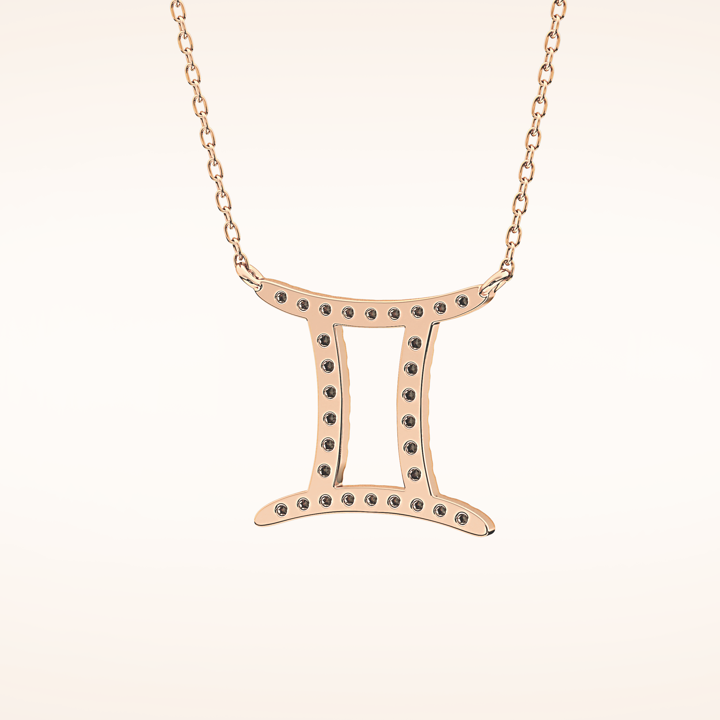0.13 TCW Round Cut Moissanite Gemini Zodiac Sign Necklace