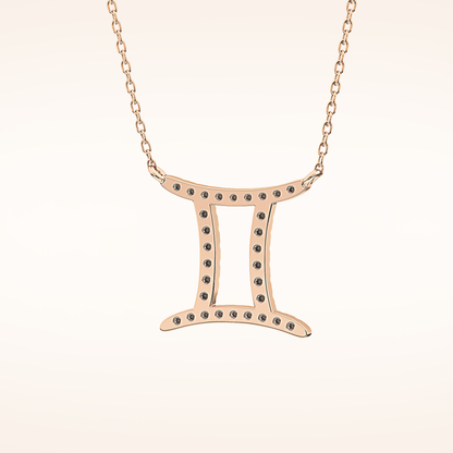 0.13 TCW Round Cut Moissanite Gemini Zodiac Sign Necklace