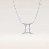 0.13 TCW Round Cut Moissanite Gemini Zodiac Sign Necklace