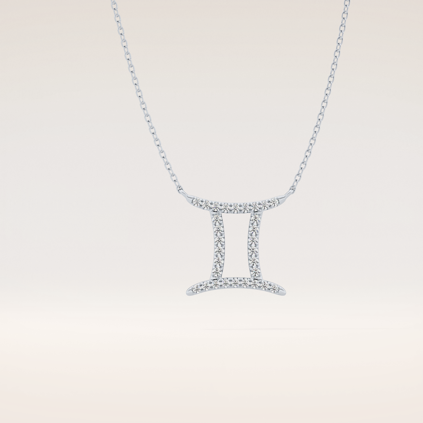 0.13 TCW Round Cut Moissanite Gemini Zodiac Sign Necklace