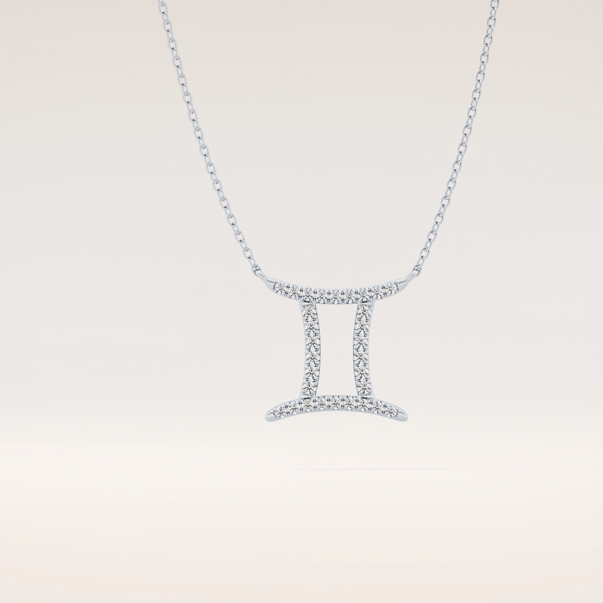 0.13 TCW Round Cut Moissanite Gemini Zodiac Sign Necklace