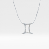 0.13 TCW Round Lab Grown Diamond Gemini Zodiac Sign Necklace