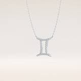 0.13 TCW Round Cut Moissanite Gemini Zodiac Sign Necklace