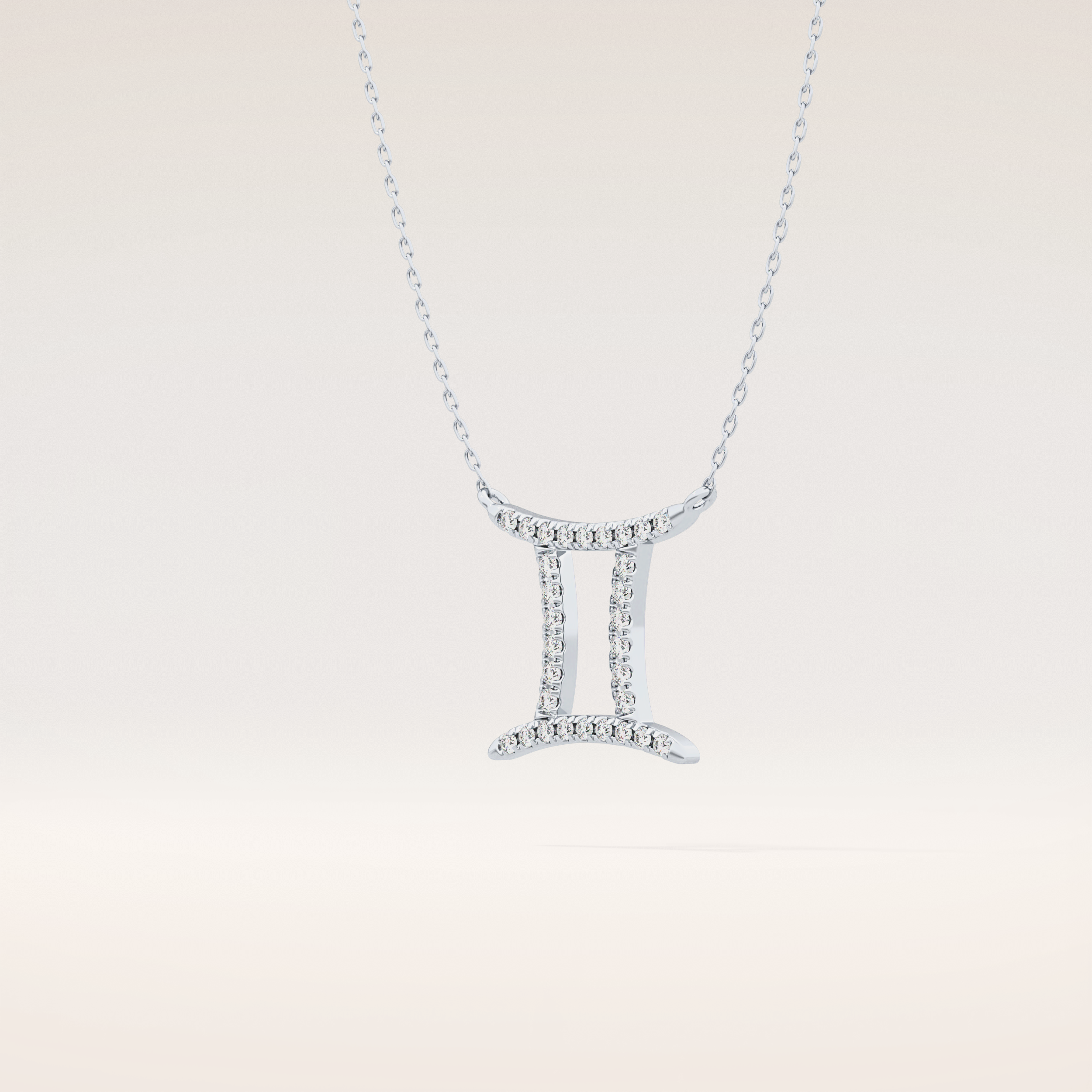 0.13 TCW Round Cut Moissanite Gemini Zodiac Sign Necklace