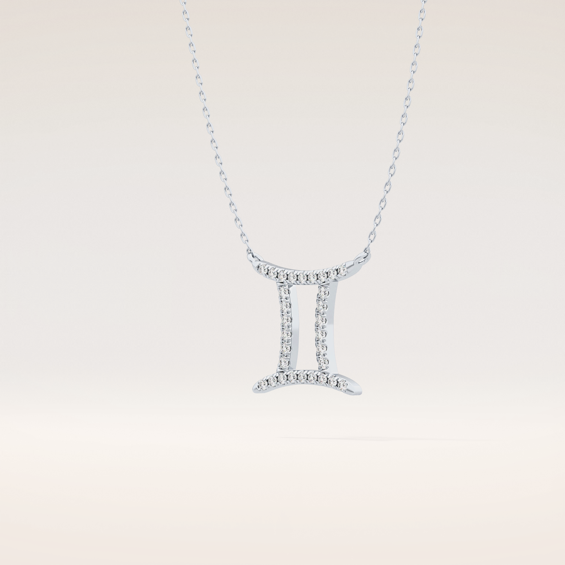 0.13 TCW Round Cut Moissanite Gemini Zodiac Sign Necklace