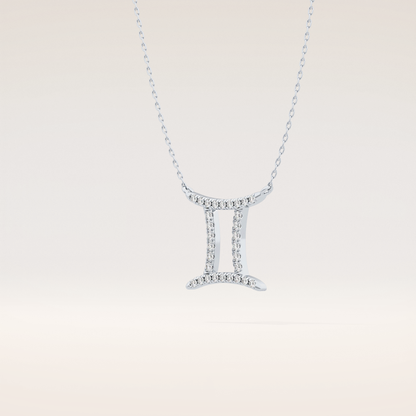 0.13 TCW Round Cut Moissanite Gemini Zodiac Sign Necklace