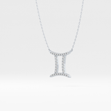 0.13 TCW Round Lab Grown Diamond Gemini Zodiac Sign Necklace