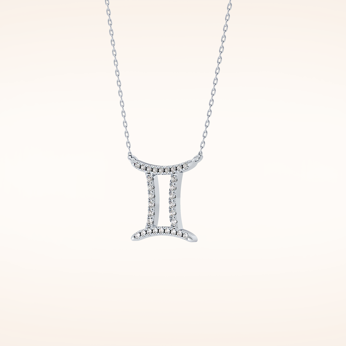 0.13 TCW Round Cut Moissanite Gemini Zodiac Sign Necklace