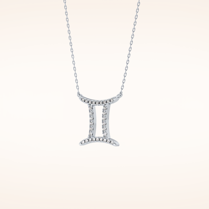 0.13 TCW Round Cut Moissanite Gemini Zodiac Sign Necklace