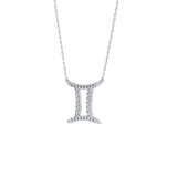 0.13 TCW Round Lab Grown Diamond Gemini Zodiac Sign Necklace
