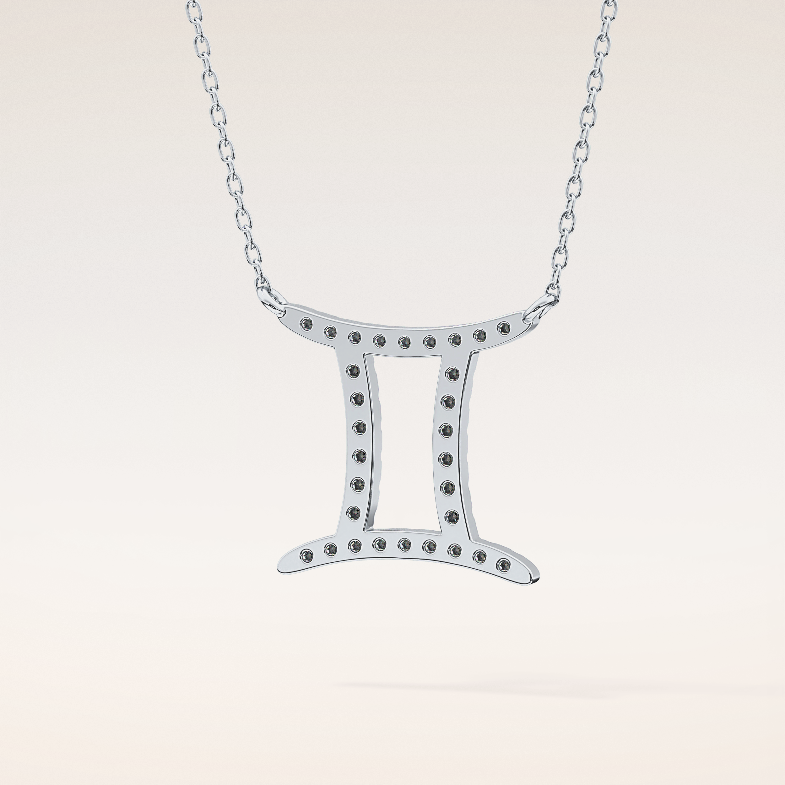 0.13 TCW Round Cut Moissanite Gemini Zodiac Sign Necklace