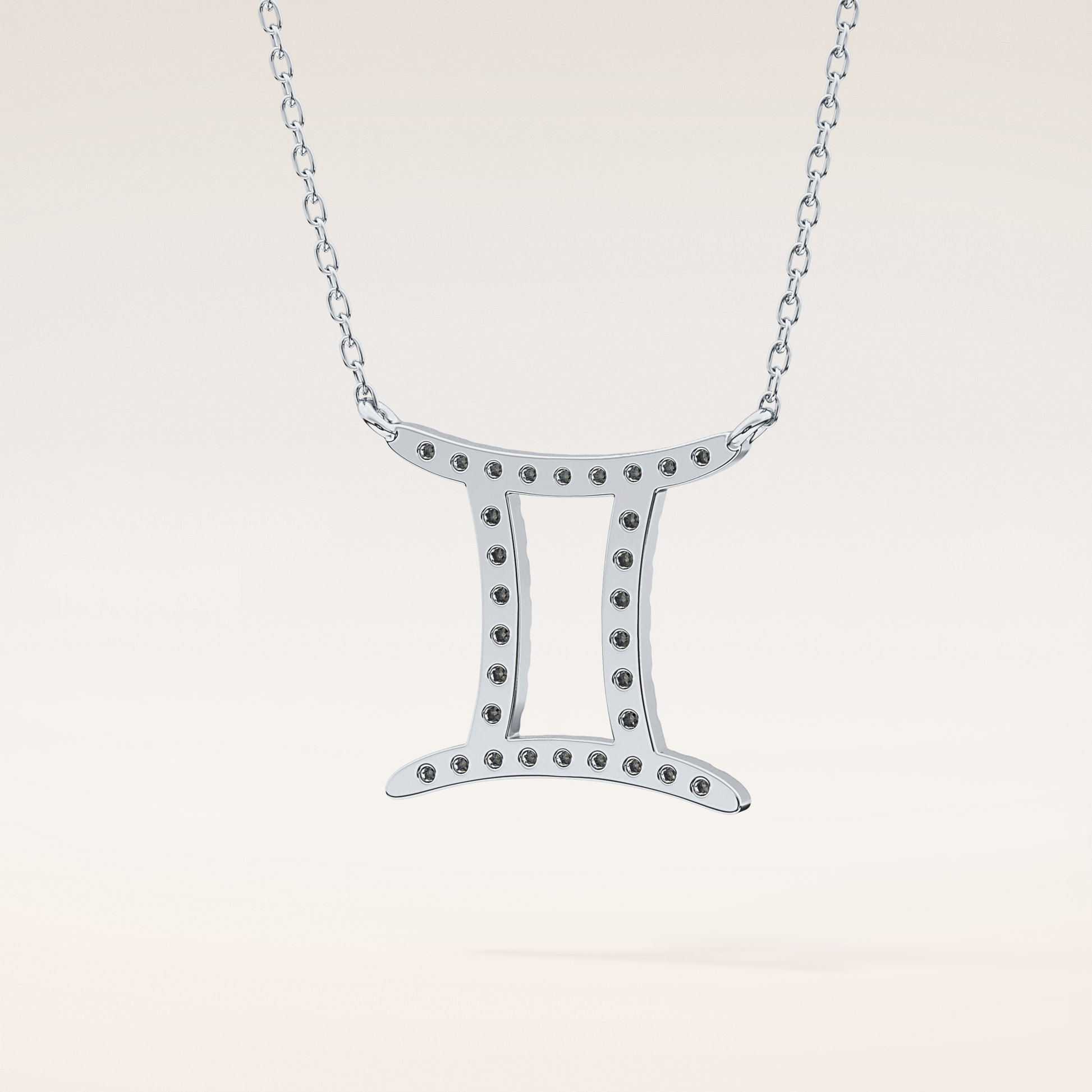 0.13 TCW Round Cut Moissanite Gemini Zodiac Sign Necklace