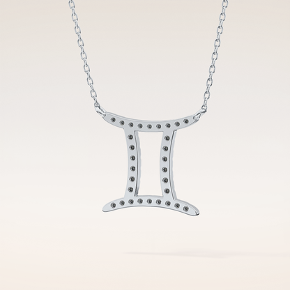 0.13 TCW Round Cut Moissanite Gemini Zodiac Sign Necklace