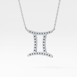 0.13 TCW Round Lab Grown Diamond Gemini Zodiac Sign Necklace