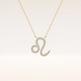 0.14 TCW Round Cut Moissanite Leo Zodiac Sign Necklace