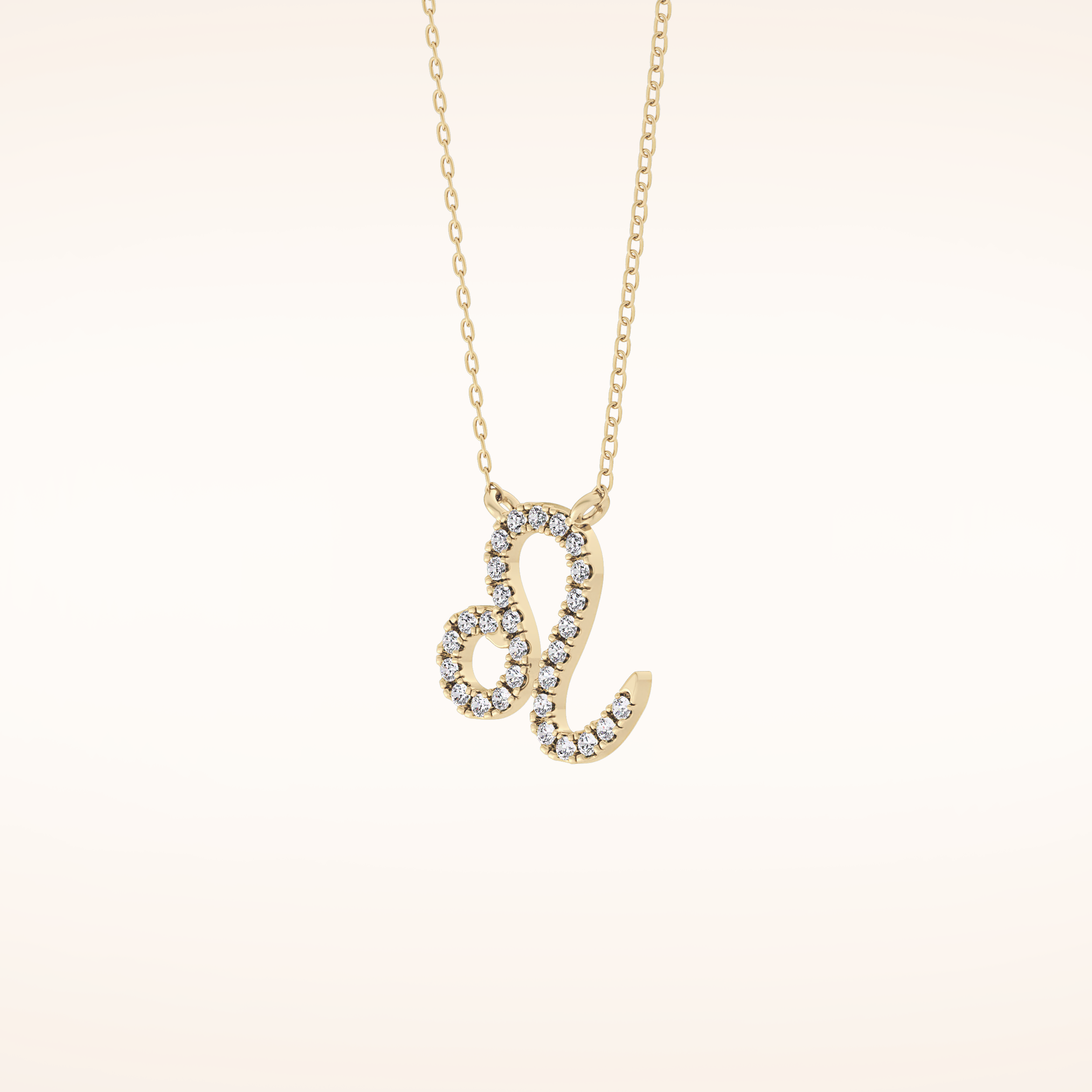 0.14 TCW Round Cut Moissanite Leo Zodiac Sign Necklace