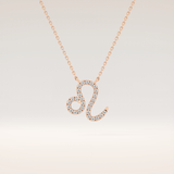 0.14 TCW Round Cut Moissanite Leo Zodiac Sign Necklace