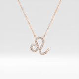 0.14 TCW Round Lab Grown Diamond Leo Zodiac Sign Necklace