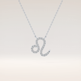 0.14 TCW Round Cut Moissanite Leo Zodiac Sign Necklace