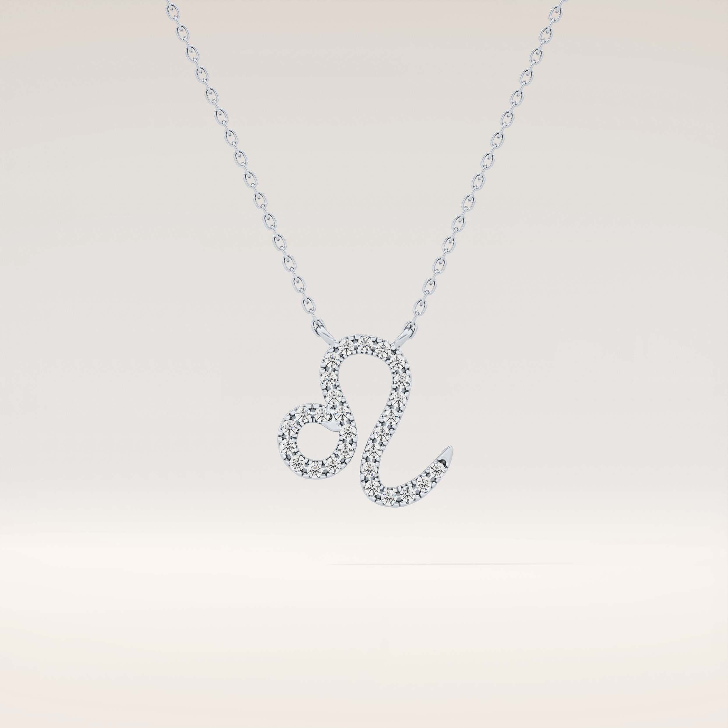 0.14 TCW Round Cut Moissanite Leo Zodiac Sign Necklace