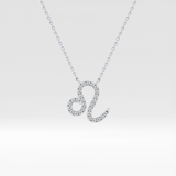 0.14 TCW Round Lab Grown Diamond Leo Zodiac Sign Necklace