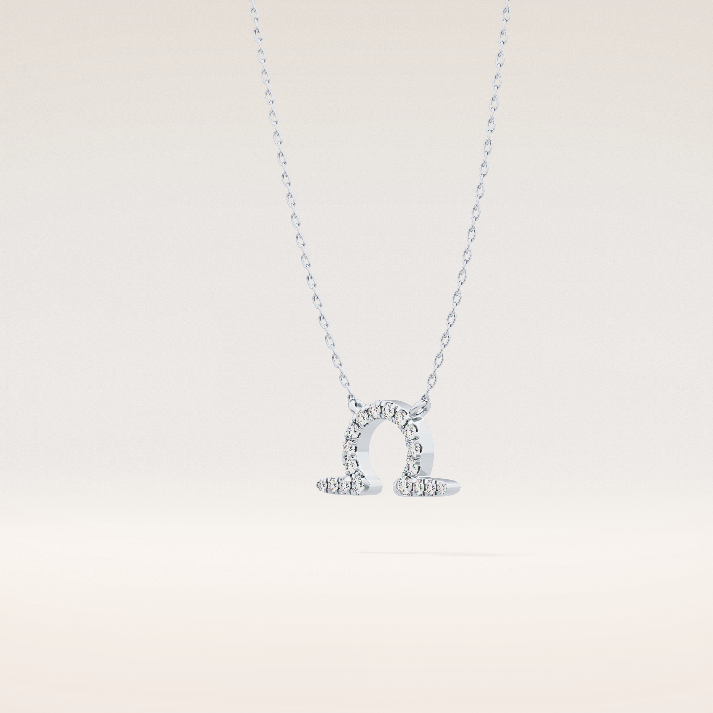 0.101 TCW Round Cut Moissanite Libra Zodiac Sign Necklace