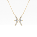 0.273 TCW Round Lab Grown Diamond Pisces Zodiac Sign Necklace