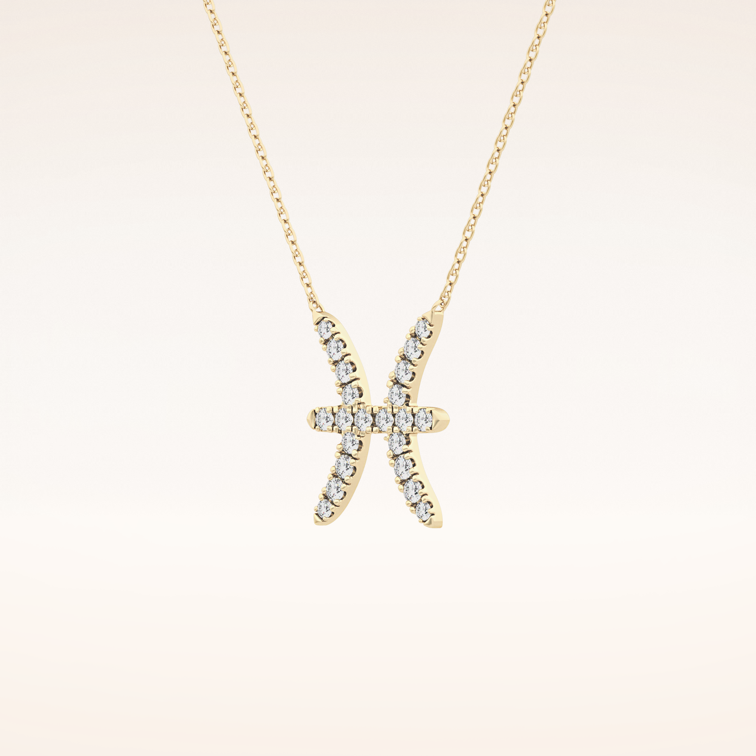 0.273 TCW Round Cut Moissanite Pisces Zodiac Sign Necklace