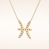 0.273 TCW Round Cut Moissanite Pisces Zodiac Sign Necklace