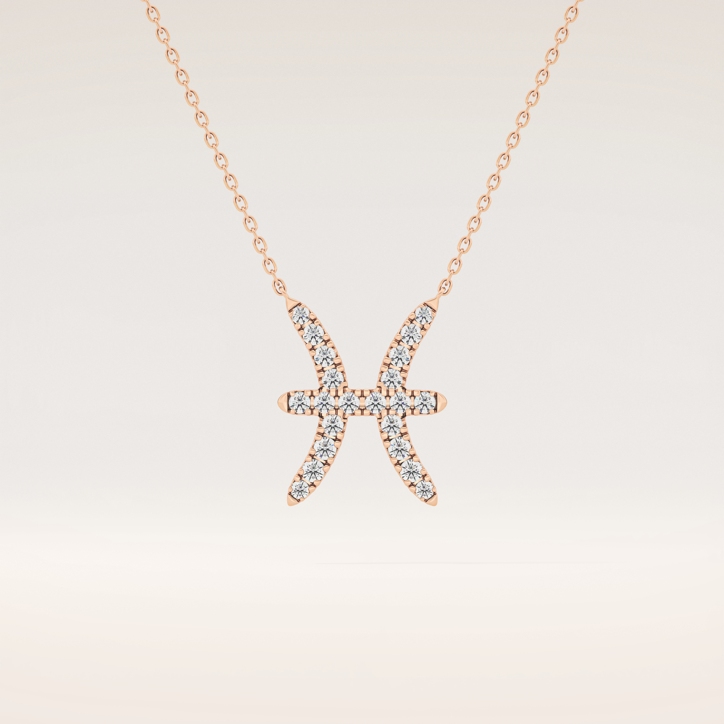 0.273 TCW Round Cut Moissanite Pisces Zodiac Sign Necklace