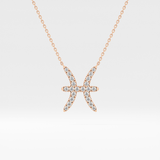 0.273 TCW Round Lab Grown Diamond Pisces Zodiac Sign Necklace