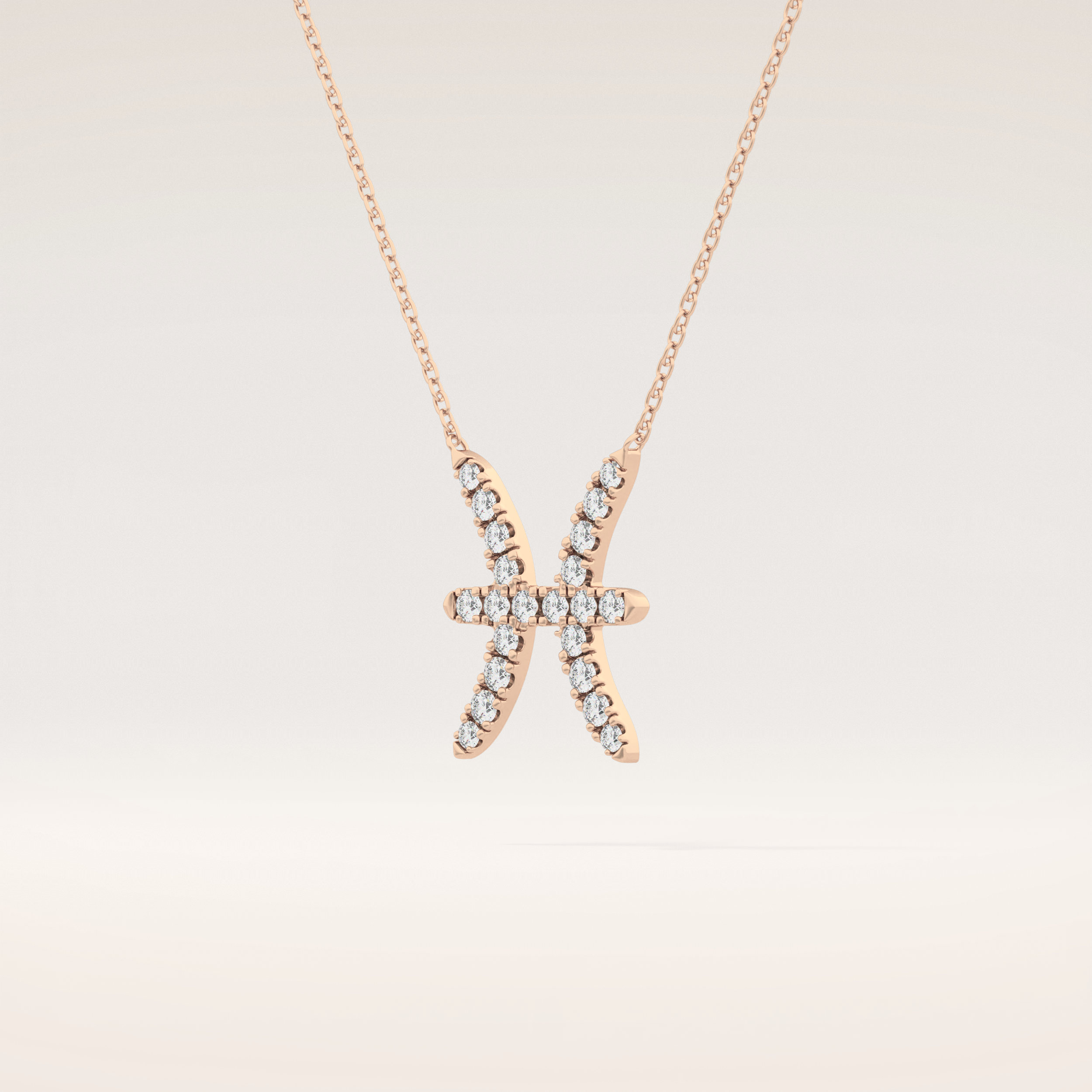 0.273 TCW Round Cut Moissanite Pisces Zodiac Sign Necklace