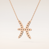 0.273 TCW Round Cut Moissanite Pisces Zodiac Sign Necklace