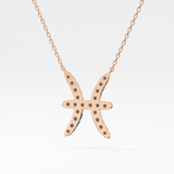0.273 TCW Round Lab Grown Diamond Pisces Zodiac Sign Necklace