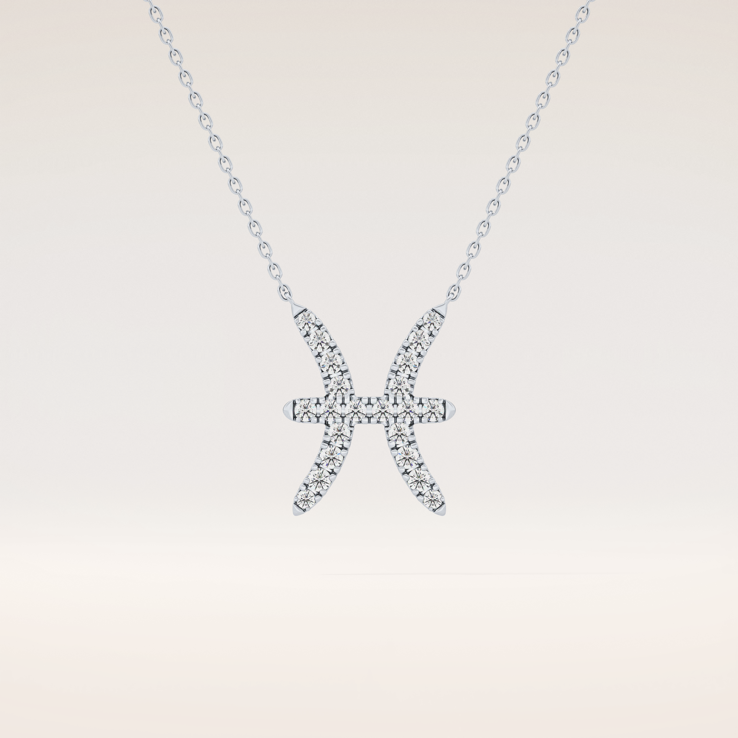 0.273 TCW Round Cut Moissanite Pisces Zodiac Sign Necklace